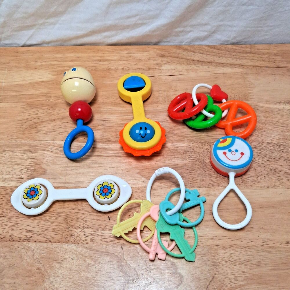 Lot of Vintage Baby Rattles/Toys Fisher Price Gerber The First Years Collectible